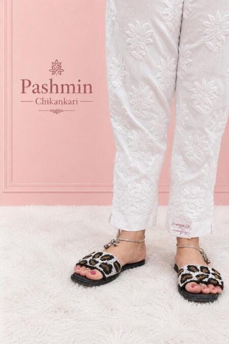 White 3D Chikankari Modal Lycra Stretchable Pant