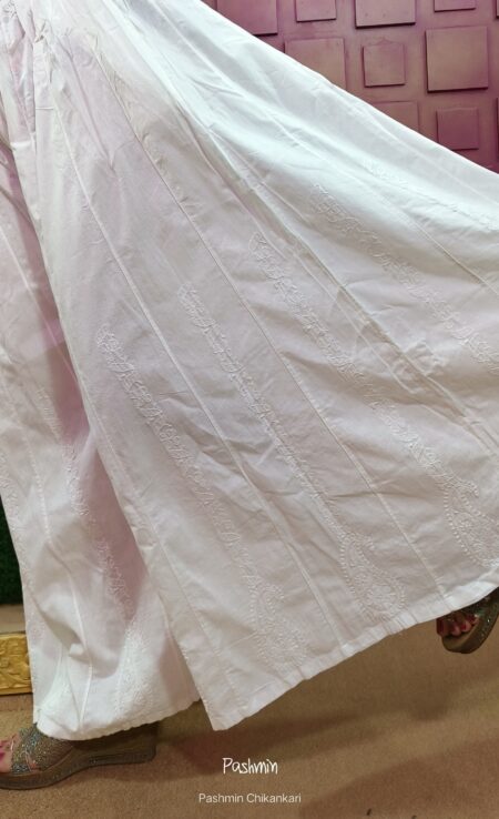 White chikankari 24 Kali cotton palazzo