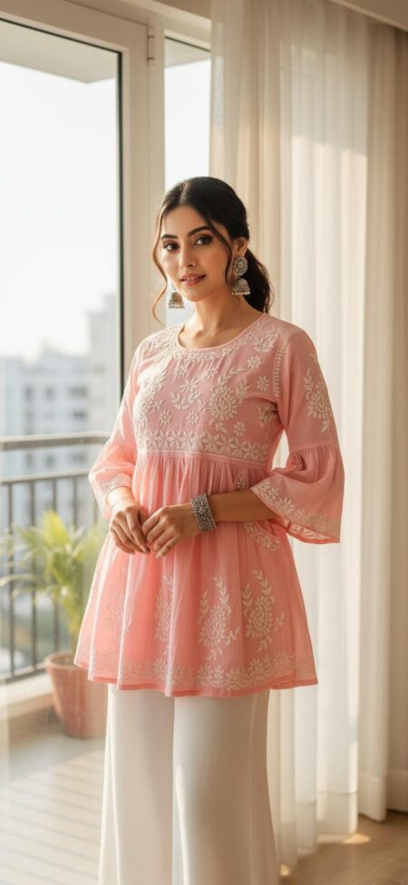 Chikankari Premium Cotton Front Pocket Top