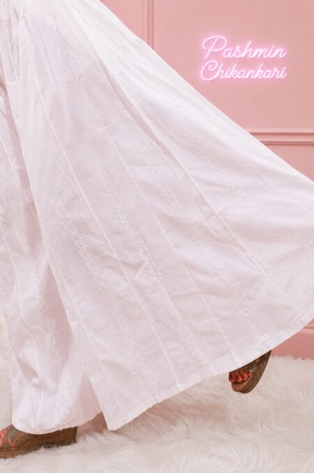 White chikankari 24 Kali cotton palazzo