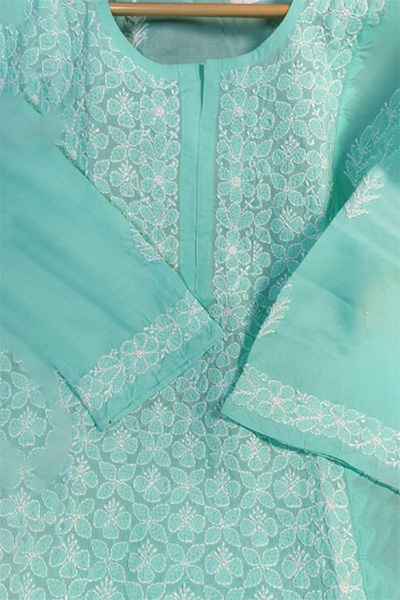 Chikankari applique work cotton kurta