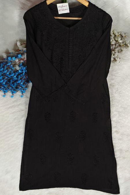Chikankari linin cotton tone to tone kurta
