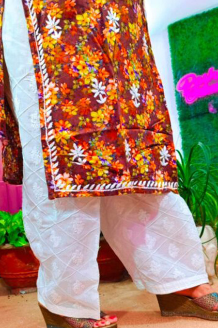 White chikankari barfi salwar