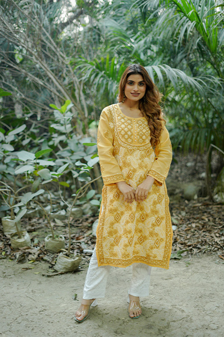 jaal chikankari voile cotton kurta