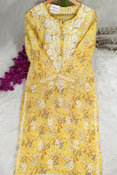 Chikankari mulcotton printed kurta