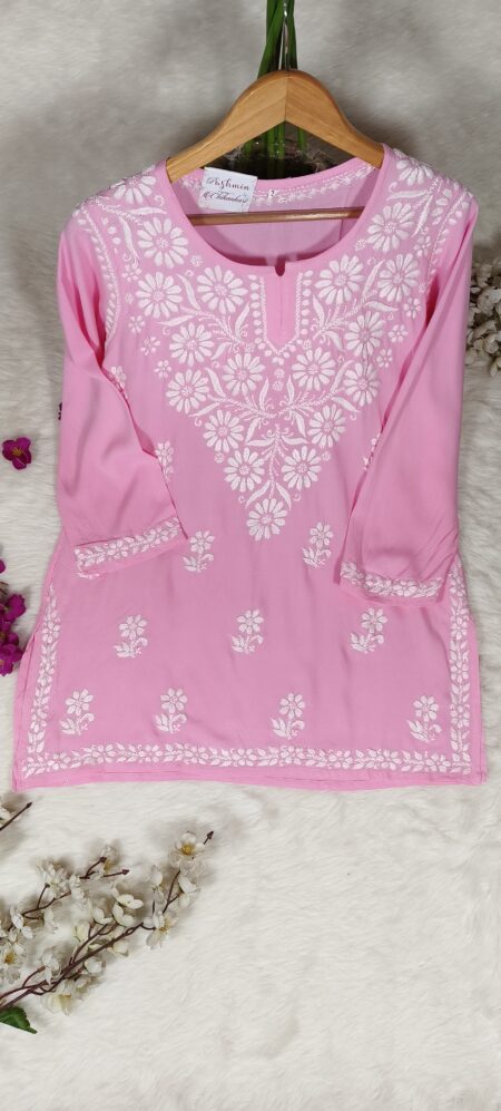 Chikankari Modal Cotton Tops with Floral Embroidery