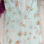 Chikankari Mulcotton Stripes Print Kurta - 3XL, Sea Green