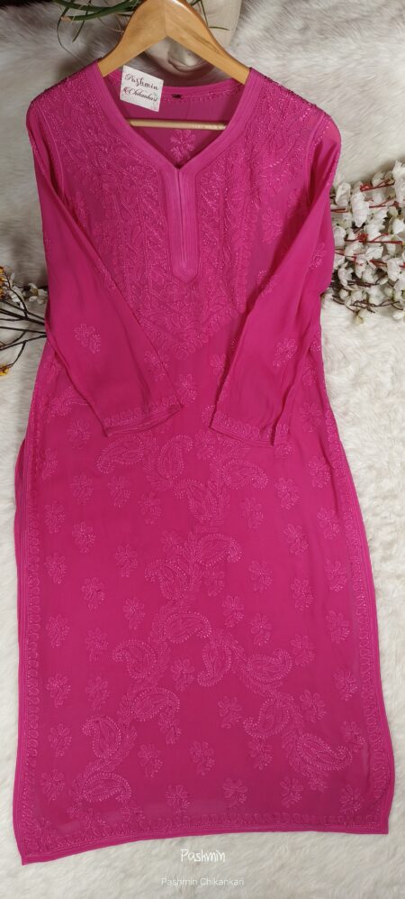 Chikankari Viscose bel Tone to Tone Kurta with Resham work