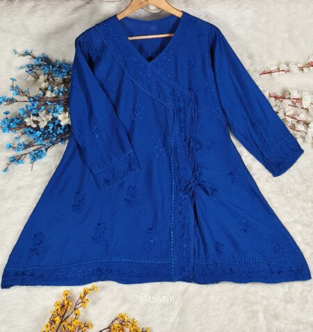 Chikankari Chanderi Tone to Tone Angrakha Top