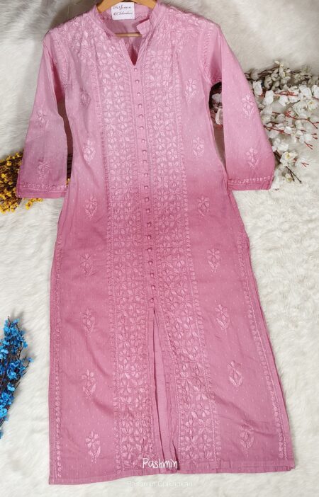 Ombre Chikankari Dobby Cotton Chinese Collar Kurta