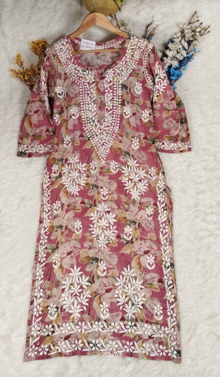 Mulcotton Chikankari digital print kurta