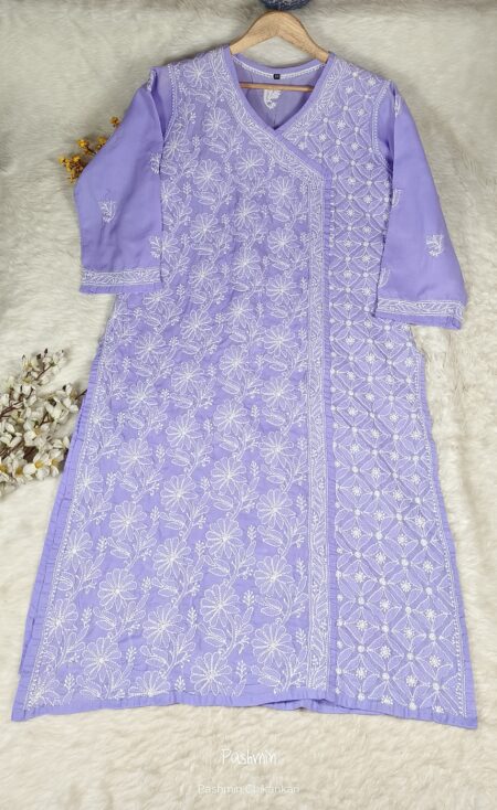 Chikankari Voile Cotton Jaaldar Angrakha Kurta