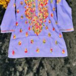 Multi Color Thread Chikankari Cotton Top - Purple, XL