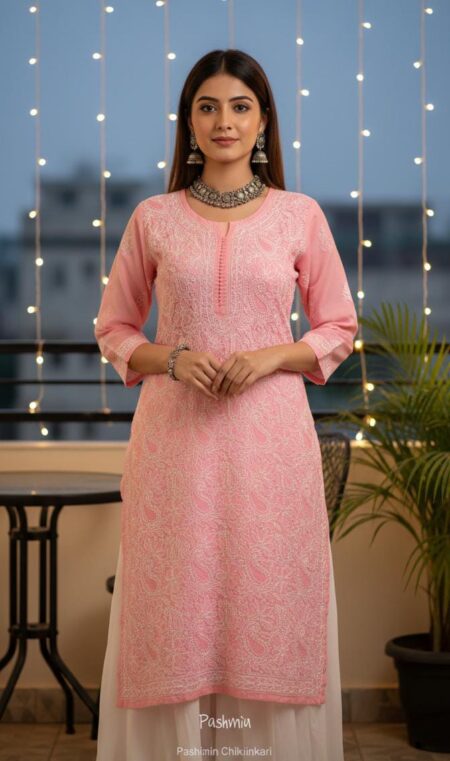 Chikankari Voile Cotton Jaaldar Kurta