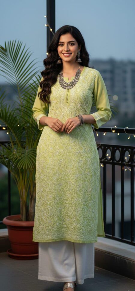 Chikankari Jaaldar Kurta With Hathkati Jaali Work