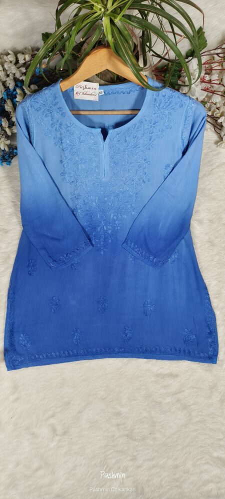 Chikankari Modal Cotton Ombre Shade Tops