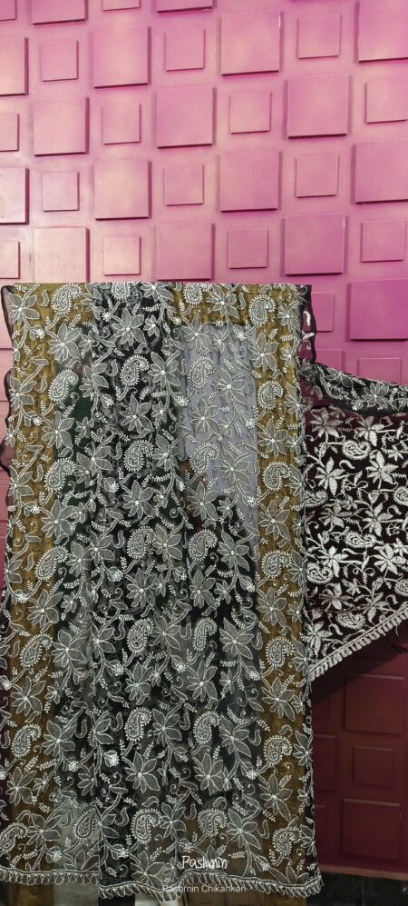 Black Chikankari Georgette Jaal Work Dupatta