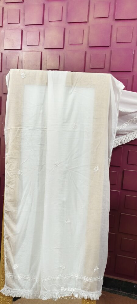 White Chikankari Lace Work Dupatta