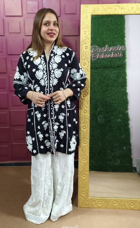 Chikankari Modal Cotton 3D Work Short Kurta