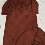 Chikankari Muslin Kurta Set With Mukaish - M, brown