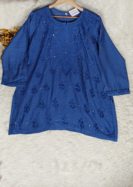 Chikankari Chanderi Tone To Tone Top With Tikki Mukaish