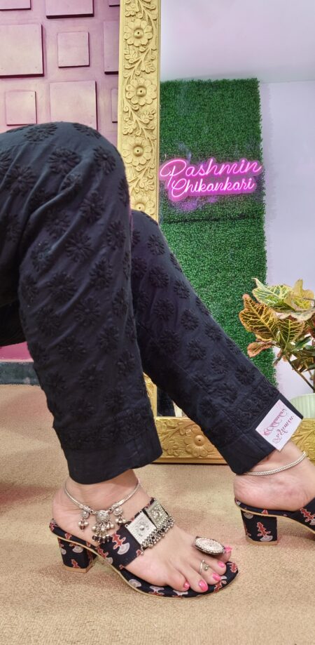 Black Chikankari Lycra Cotton Pant
