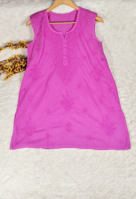 Chikankari Cotton Tone To Tone Sleeveless Top