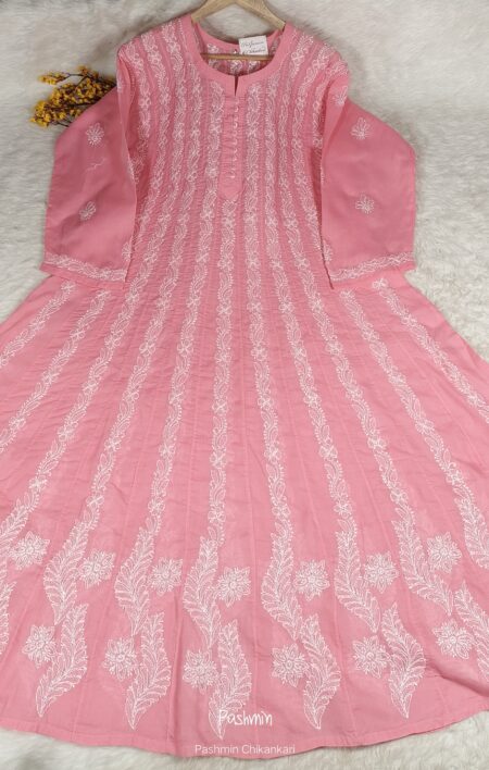 Chikankari 22 Kali Cotton Anarkali