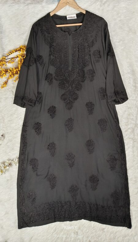 Black Chikankari Premium Modal Kurta