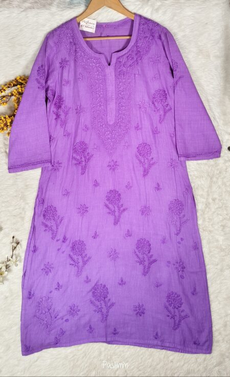Purple Chikankari Linen Kurta