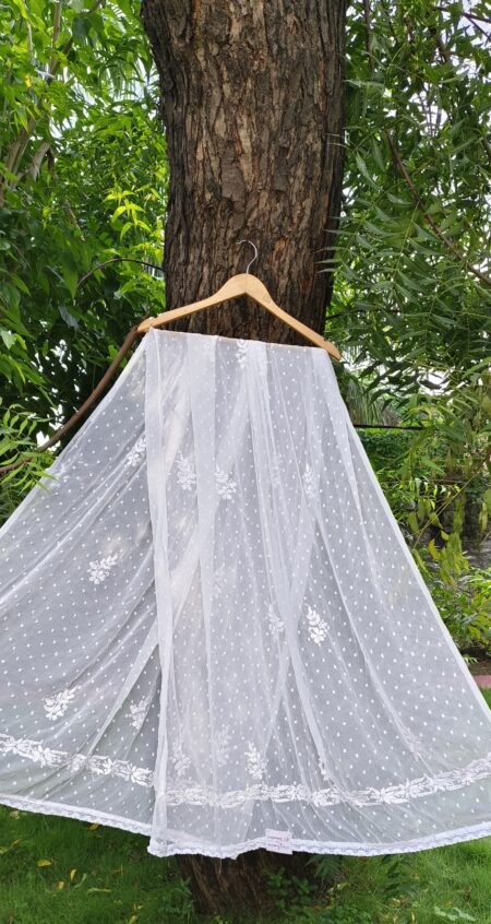White Chikankari Dot Dupatta
