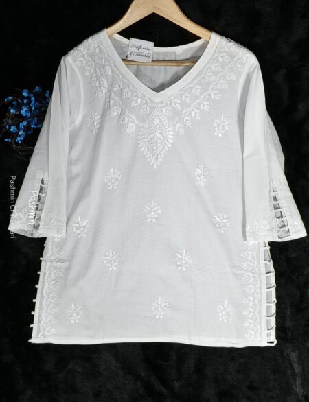 White Chikankari Cotton top