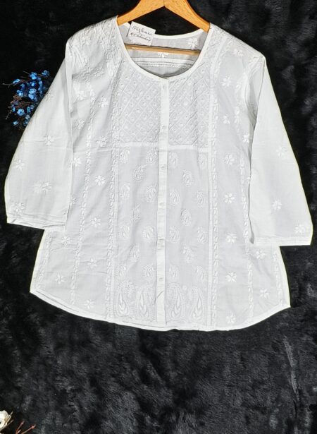 White Chikankari Cotton Shirt