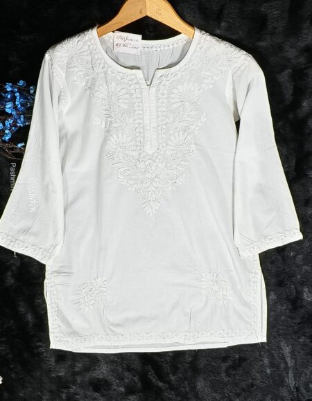 White Chikankari Cotton Top