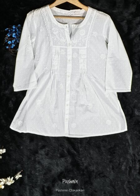 White Chikankari Dobby Cotton Shirt