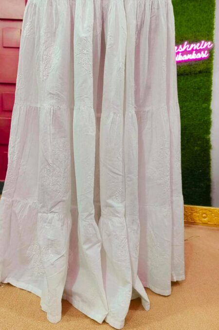 White Chikankari Cotton Skirt