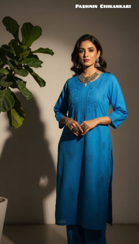 Chikankari Dobby Cotton Tone to Tone Kurta