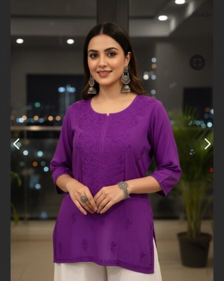 Chikankari Modal Cotton Ombre Shade Tops