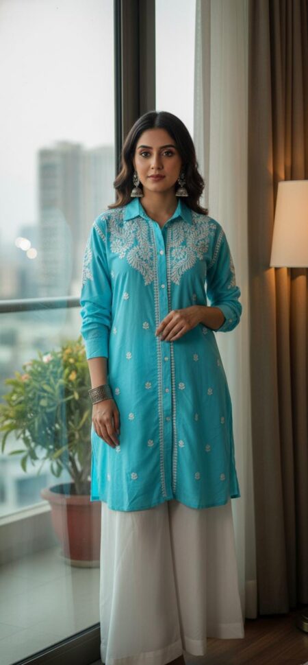 Chikankari Modal Cotton Long Shirts
