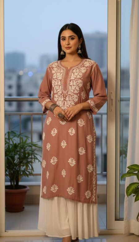 Chikankari Modal Cotton Plus Size Boota Kurta
