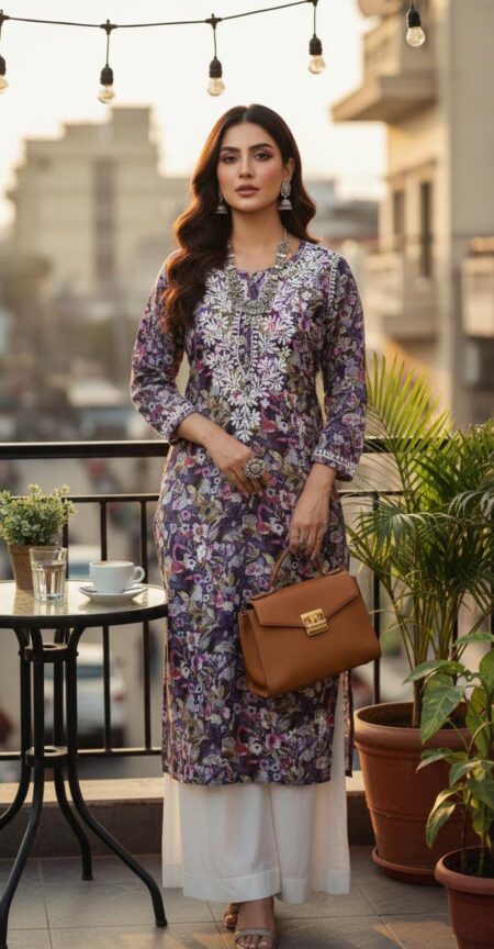 Chikankari Mulcotton Bright Tone Printed Kurta