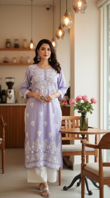 Chikankari Premium Modal Kurta with Border