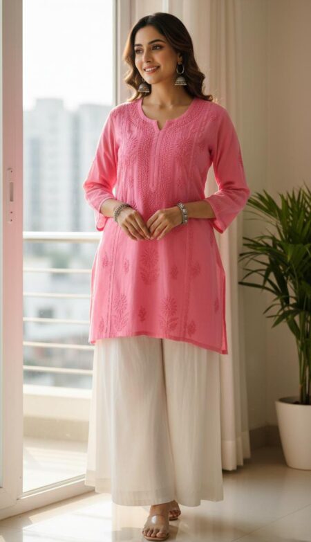 Chikankari Linen Cotton Tone to Tone Top