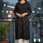 Black on Black Chikankari Premium Modal Kurta
