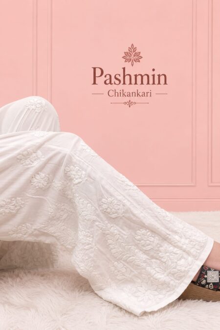 White Chikankari 3D Modal Cotton Heavy Embroidery Pant