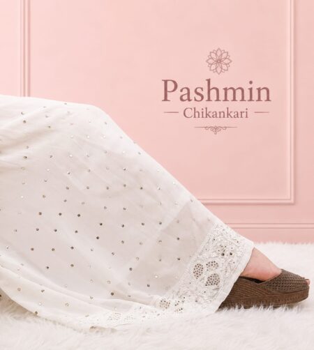 White Chikankari Dyeable Viscose Tikki Mukaish Palazzo