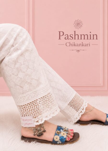 White Chikankari Lace Shadow Pant