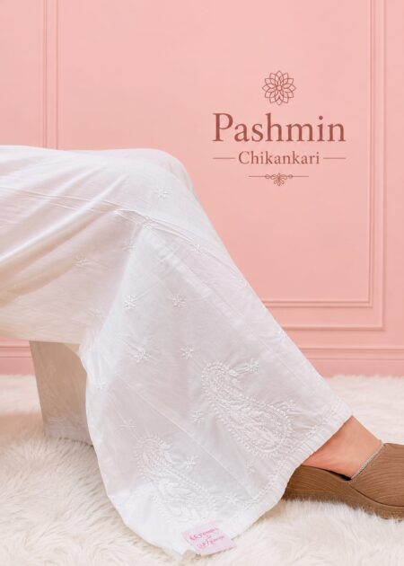 White Chikankari 8 Kali Cotton Palazzo