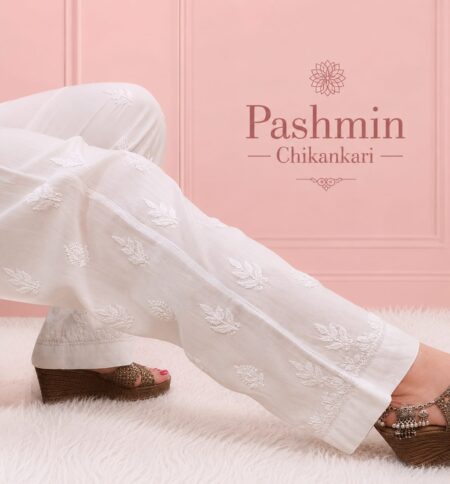 White Chikankari Modal Cotton Pant