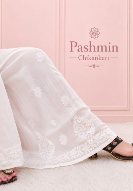 White Chikankari Viscose Shadow Work Palazzo